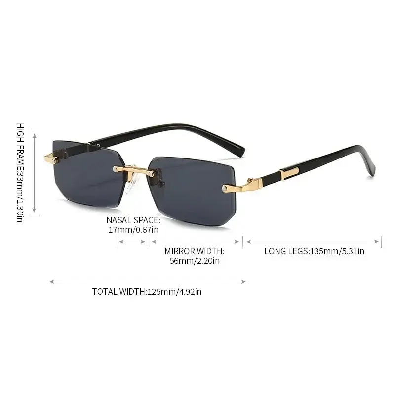 New Rimless Sunglasses Men and Women Fashion Square Cut Edge Sunglasses Personalised Trend Outdoor Anti-ultraviolet Goggles