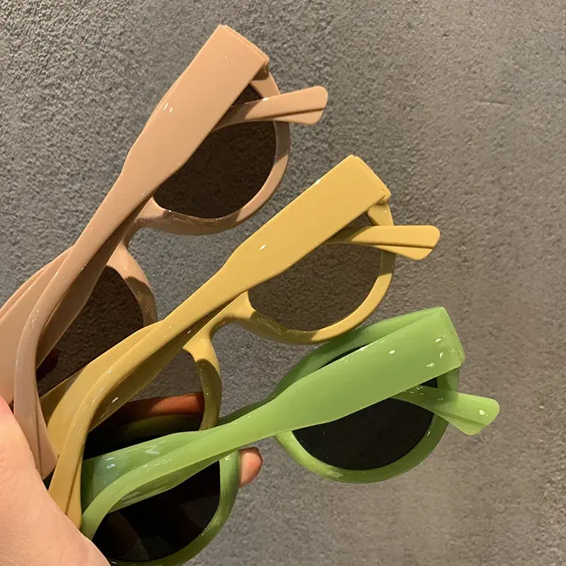 Retro Small Frame Cat Eye Sunglasses Female Korean Fashionable Holiday Wind Pink Sunglasses Unisex Uv Protection Eyeglasses