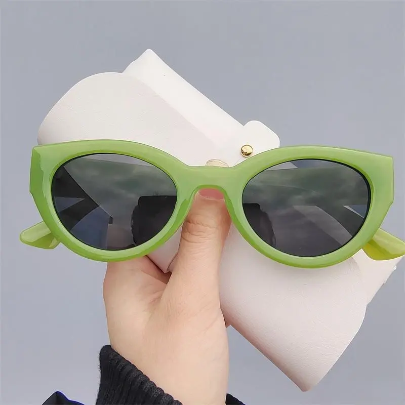 Retro Small Frame Cat Eye Sunglasses Female Korean Fashionable Holiday Wind Pink Sunglasses Unisex Uv Protection Eyeglasses