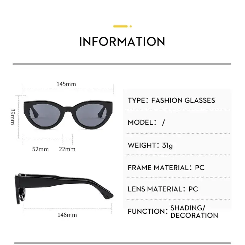 Retro Small Frame Cat Eye Sunglasses Female Korean Fashionable Holiday Wind Pink Sunglasses Unisex Uv Protection Eyeglasses