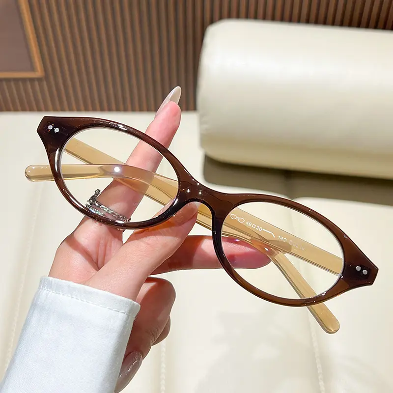 Vintage Oval Frame Plain Glasses Fashion Small Frame Anti-blue Light Glasses Ultra-light and Comfortable Women's Grade Glasses