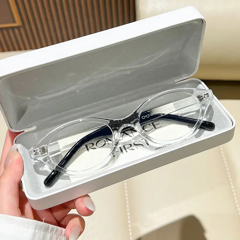 Vintage Oval Frame Plain Glasses Fashion Small Frame Anti-blue Light Glasses Ultra-light and Comfortable Women's Grade Glasses
