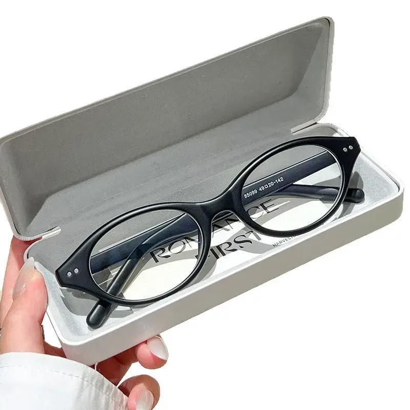 Vintage Oval Frame Plain Glasses Fashion Small Frame Anti-blue Light Glasses Ultra-light and Comfortable Women's Grade Glasses