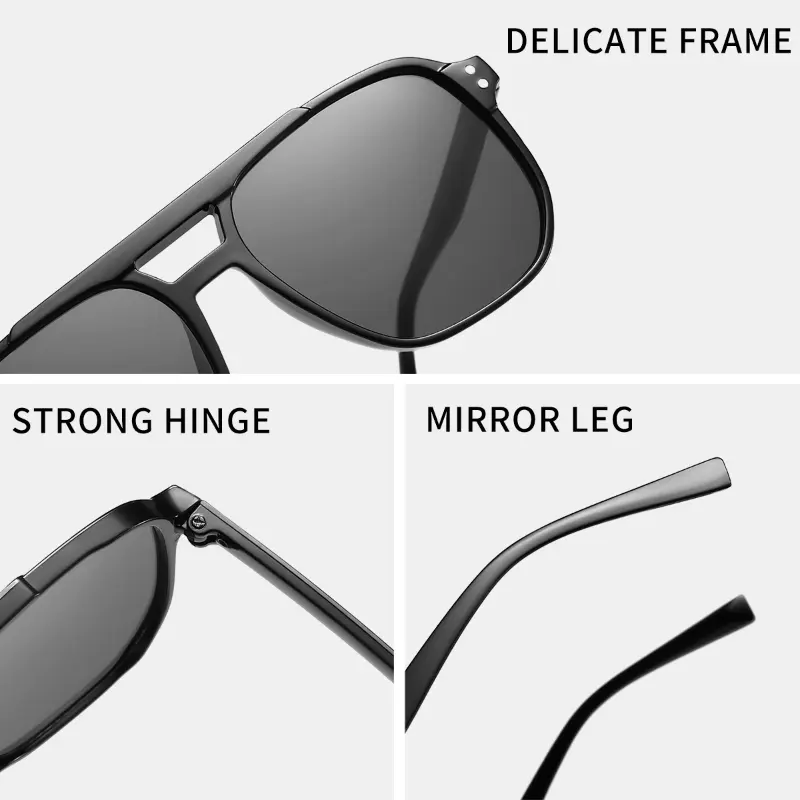 2024 New Retro Jelly Color Women Square Sunglasses Outdoor Ocean Slice Double Beam Sunglasses UV400 Eye Protection Goggles