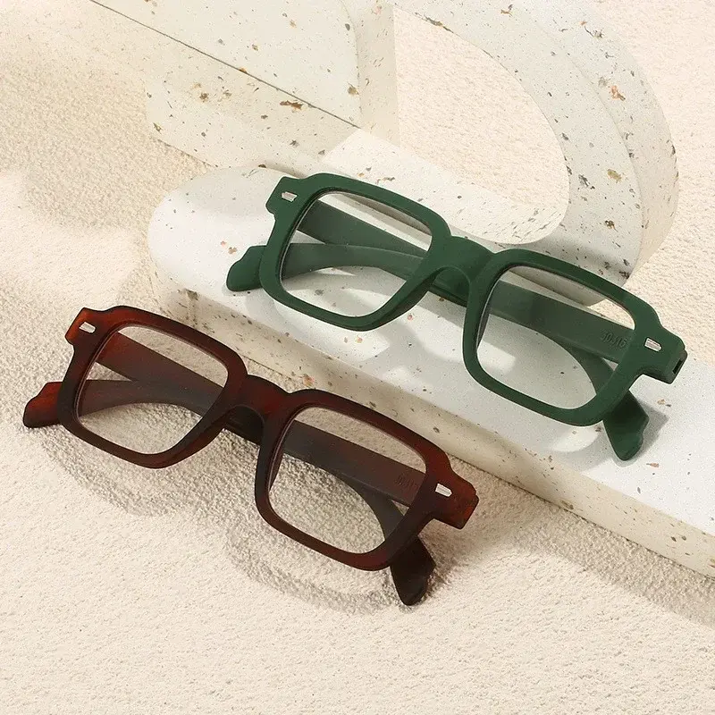 Frosted Three Color Rivet Frame Reading Glasses Fashion Versatile Presbyopia Glasses Anti Blue Light Square Far Sight Glasses