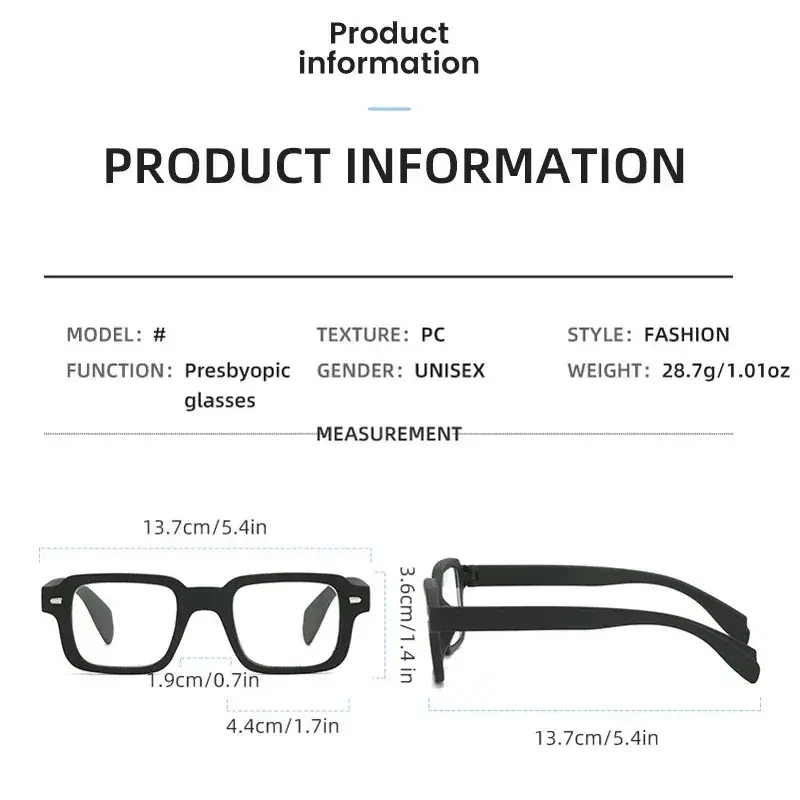 Frosted Three Color Rivet Frame Reading Glasses Fashion Versatile Presbyopia Glasses Anti Blue Light Square Far Sight Glasses