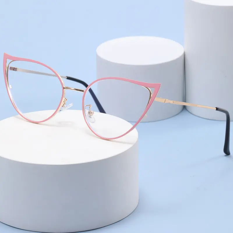 Ultra Light Unisex Glasses Personality Hollowed Cat Eye Anti-blue Glasses Fashion Metal Decorative Optical Spectacle Eyeglass