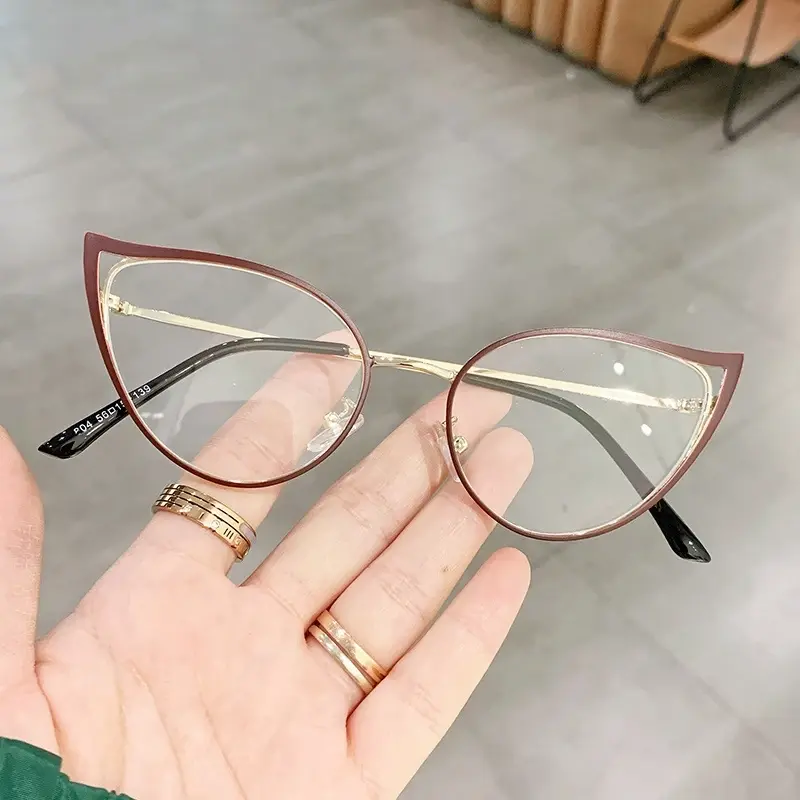 Ultra Light Unisex Glasses Personality Hollowed Cat Eye Anti-blue Glasses Fashion Metal Decorative Optical Spectacle Eyeglass