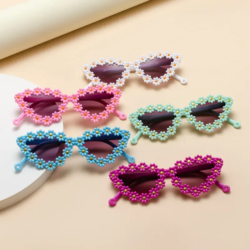 New Cat's Eye Petal Glasses Children Sunglasses Trendy UV Protection Glasses Sun Shade Cute Daisy Sunglasses 1-6 Year Old