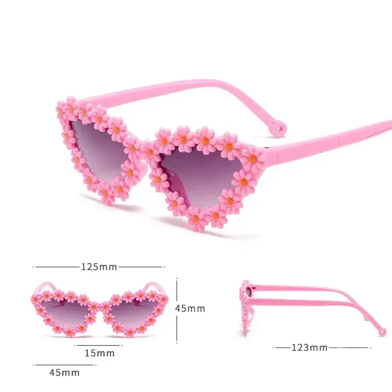 New Cat's Eye Petal Glasses Children Sunglasses Trendy UV Protection Glasses Sun Shade Cute Daisy Sunglasses 1-6 Year Old