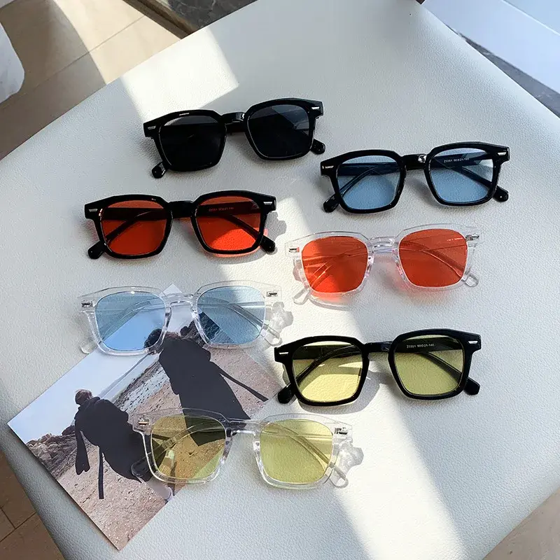 2024 Retro Korean Cat Eye Women Square Sunglasses Trendy Summer Fashion Goggles Ocean Film Ladies Outdoor UV400 Sunglasses