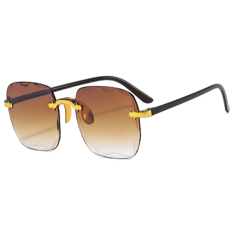 2024 Trendy Large Frame Square Sunglasses Frameless Cut Edges Frameless Sunglasses Women Sun Protection Anti UV Sunglasses