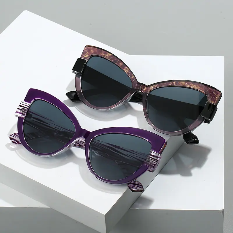 Fashion Large Frame Sunglasses Ins Personality Hundred with UV Protection Sunglasses for Women Retro Cat Eye Sun Glasses