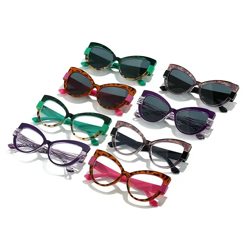 Fashion Large Frame Sunglasses Ins Personality Hundred with UV Protection Sunglasses for Women Retro Cat Eye Sun Glasses