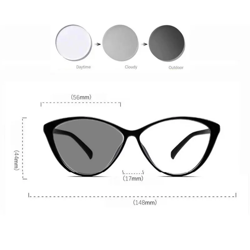 Retro Frame Color Changing Short Sight Eyewear Cat Eye Photochromic Myopia Glasses Ultralight Anti-blue Light Near Sight Glasses