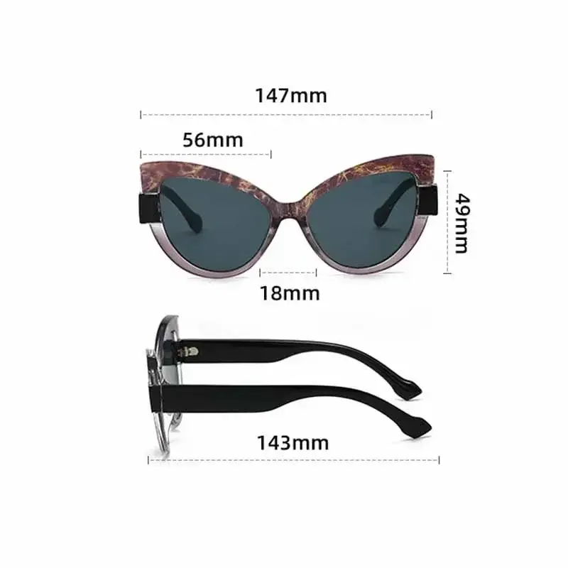 Fashion Large Frame Sunglasses Ins Personality Hundred with UV Protection Sunglasses for Women Retro Cat Eye Sun Glasses