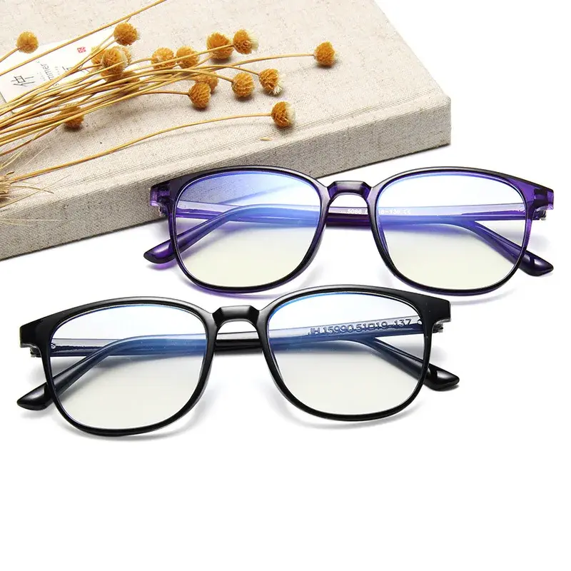 Frame Women Anti-blue Light Transparent Clear Pink Plastic Plain Glasses Retro Mens Glasses Frame Fashion Computer Eyeglasses