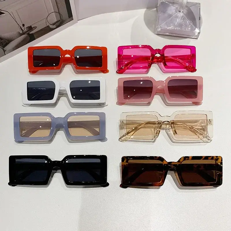 2024 Summer New Square-framed Sunglasses Vintage Outdoor Beach Small Frame Glasses Fashion Women Jelly-colored Sunglasses