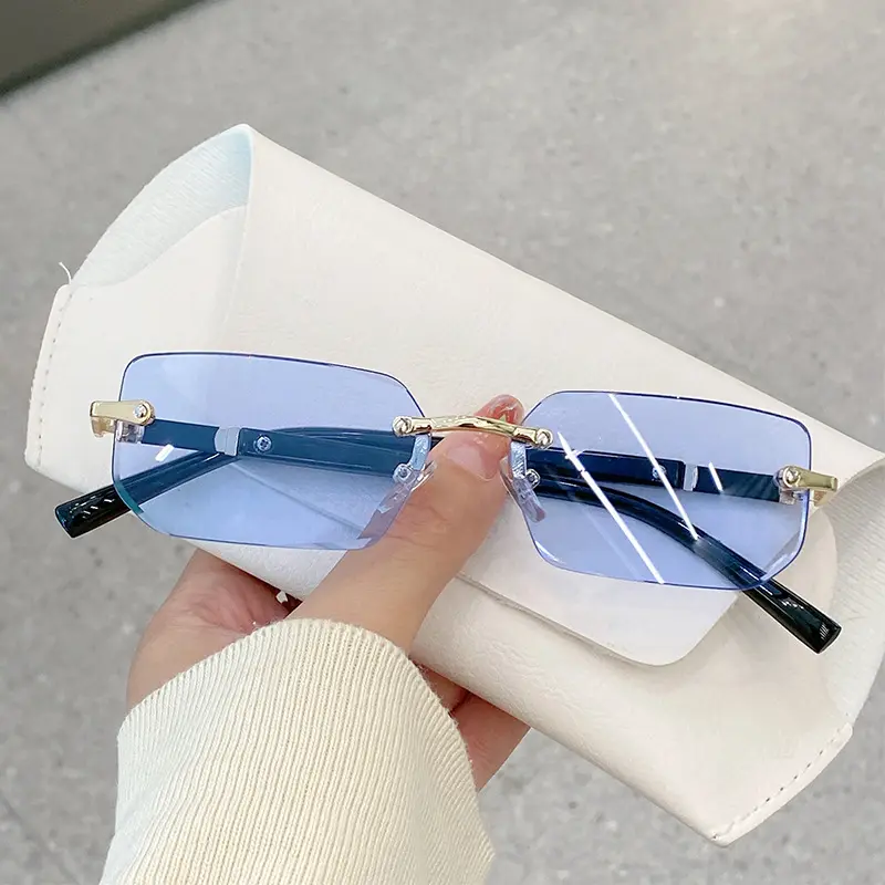 New Metal Frameless Rectangle Sunglasses Trendy Cut Edge Women Men Sunglasses Personalized Jelly Colored Sunshades Sunglasses