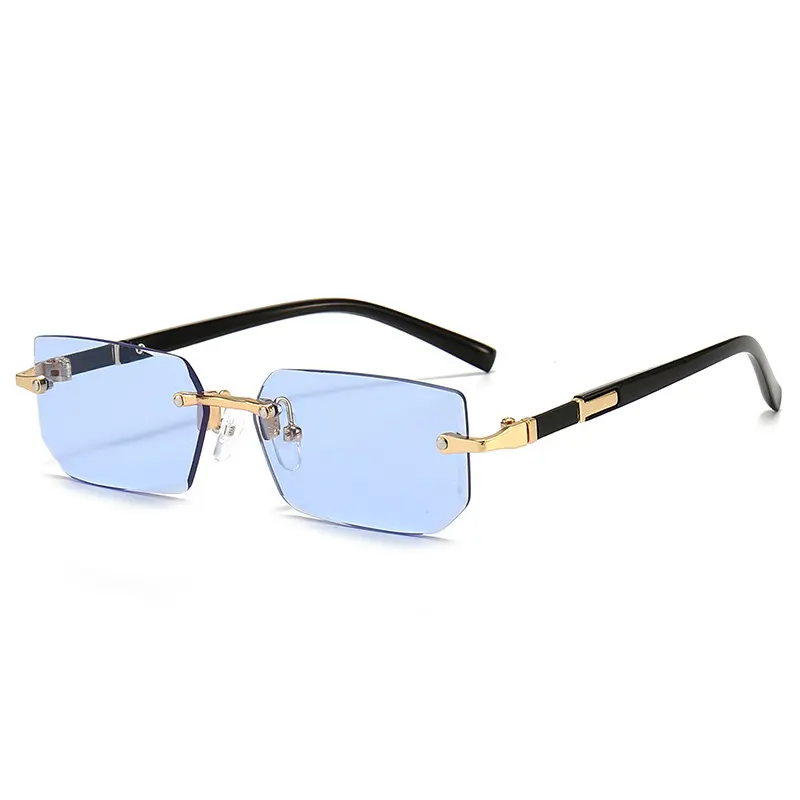 New Metal Frameless Rectangle Sunglasses Trendy Cut Edge Women Men Sunglasses Personalized Jelly Colored Sunshades Sunglasses