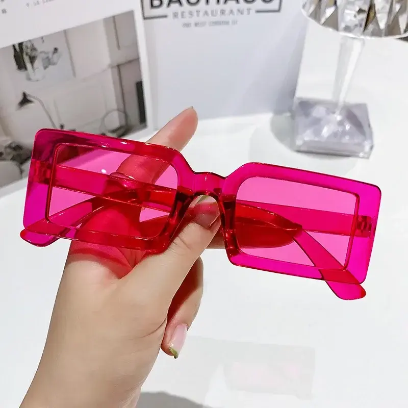 2024 Summer New Square-framed Sunglasses Vintage Outdoor Beach Small Frame Glasses Fashion Women Jelly-colored Sunglasses