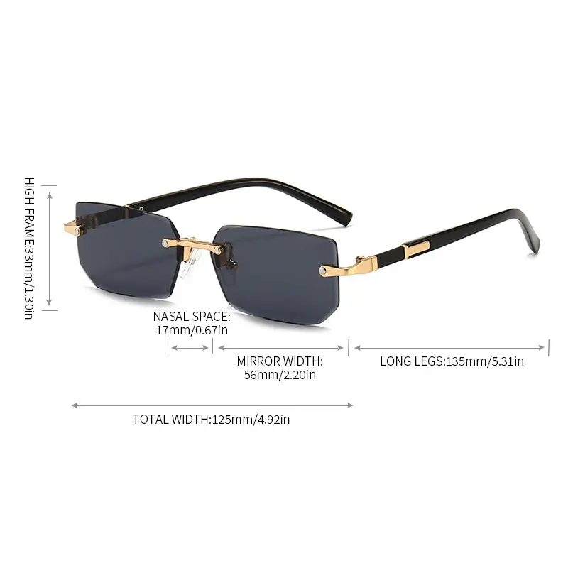 New Metal Frameless Rectangle Sunglasses Trendy Cut Edge Women Men Sunglasses Personalized Jelly Colored Sunshades Sunglasses