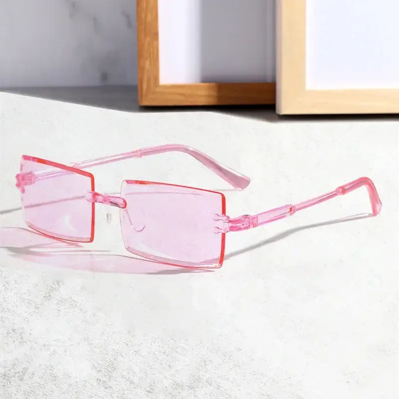 Rameless Cut Edge Square Gradient Ocean Sunglasses Retro UV Resistant Sunglasses Outdoor Travel Sunproof Ultraviolet Eyewear