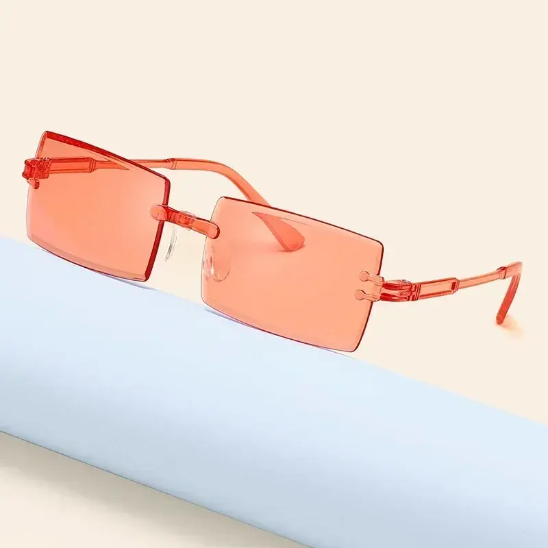 Rameless Cut Edge Square Gradient Ocean Sunglasses Retro UV Resistant Sunglasses Outdoor Travel Sunproof Ultraviolet Eyewear