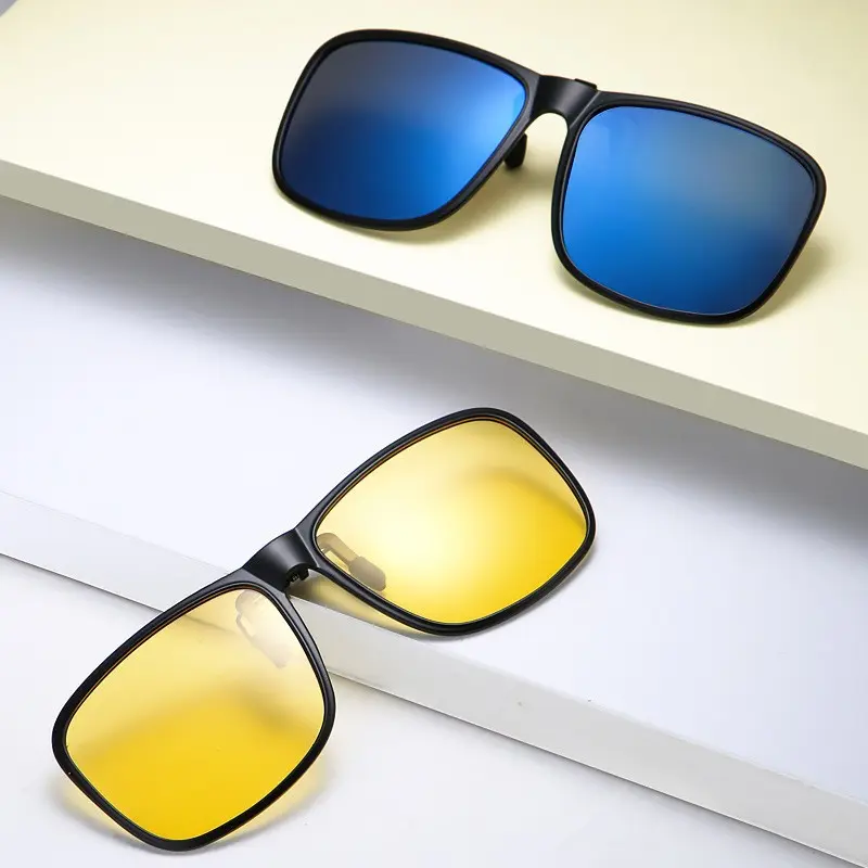 2024 Retro Clip Polarized Sunglasses TR90 Ultra Light Night Vision Sunglasses Driver Mirror with Sun Shading Clips on Glasses