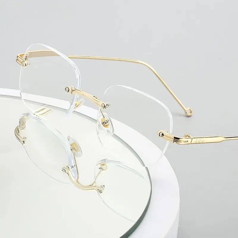 2024 Ultra Light Retro Korean Reading Glasses Frameless Presbyopia Glasses for Women Trendy Eye Protection Far Sight Glasses
