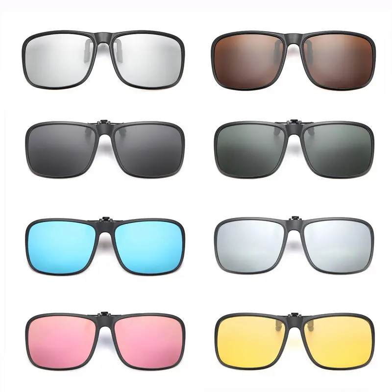 2024 Retro Clip Polarized Sunglasses TR90 Ultra Light Night Vision Sunglasses Driver Mirror with Sun Shading Clips on Glasses