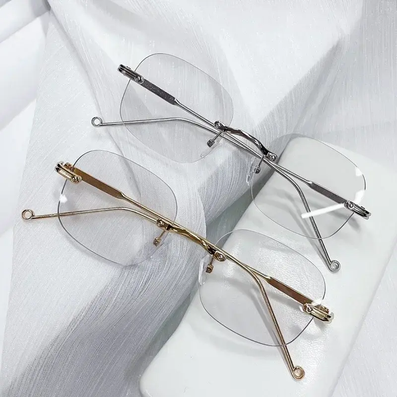 2024 Ultra Light Retro Korean Reading Glasses Frameless Presbyopia Glasses for Women Trendy Eye Protection Far Sight Glasses