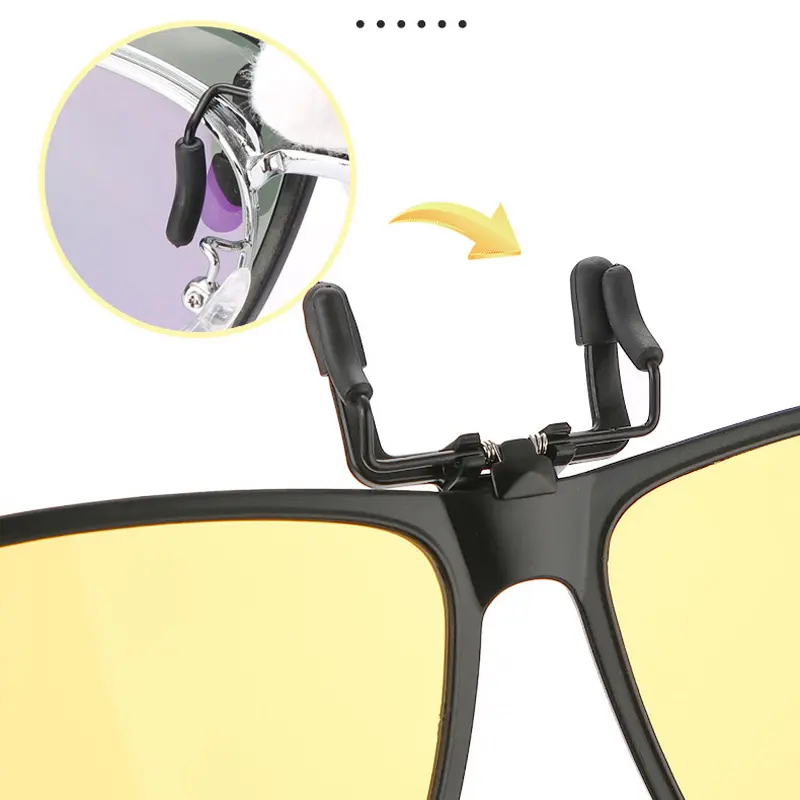 2024 Retro Clip Polarized Sunglasses TR90 Ultra Light Night Vision Sunglasses Driver Mirror with Sun Shading Clips on Glasses