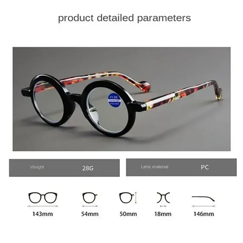 Women Men Computer Eyewear Fashion High-Definition Round Reading Eyeglasses Blue Light Blocking Presbyopia Hyperopia Glasses
