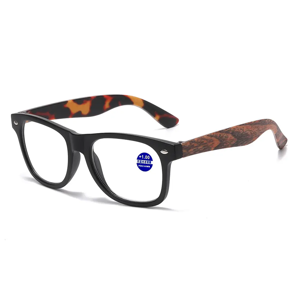 New Retro Imitation Wood Grain Presbyopia Glasses Large Frame Transparent Reading Glasses Anti Blue Light Far Sight Eyewear