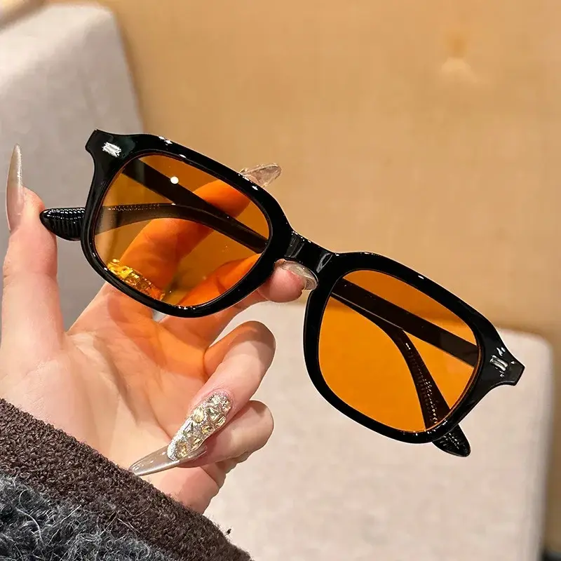Fashion Retro Square Frame Blue Light Blocking Glasses Office Work Glasses UV Protection Anti-Reflective Computer Sunglasses