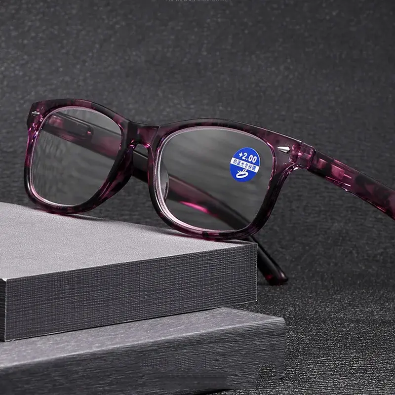 Men Women High-definition Eyeglasses Vintage Broken Flowers Square Frame Reading Glasses Anti Blue Light Presbyopia Glasses