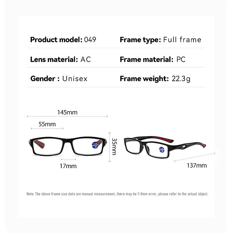Anti Blue Light Elderly Small Frame Reading Glasses New Anti Slip Sports Presbyopia Glasses Ultra Light TR90 Far Sight Glasses
