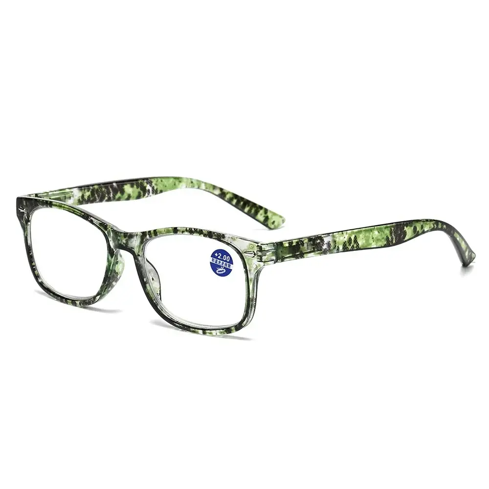 Men Women High-definition Eyeglasses Vintage Broken Flowers Square Frame Reading Glasses Anti Blue Light Presbyopia Glasses