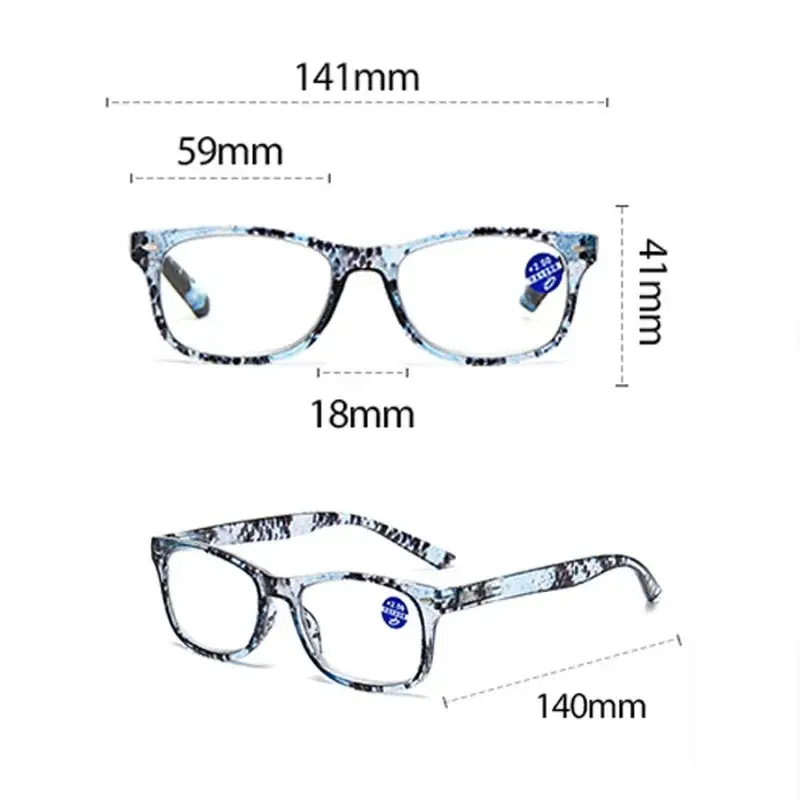 Men Women High-definition Eyeglasses Vintage Broken Flowers Square Frame Reading Glasses Anti Blue Light Presbyopia Glasses