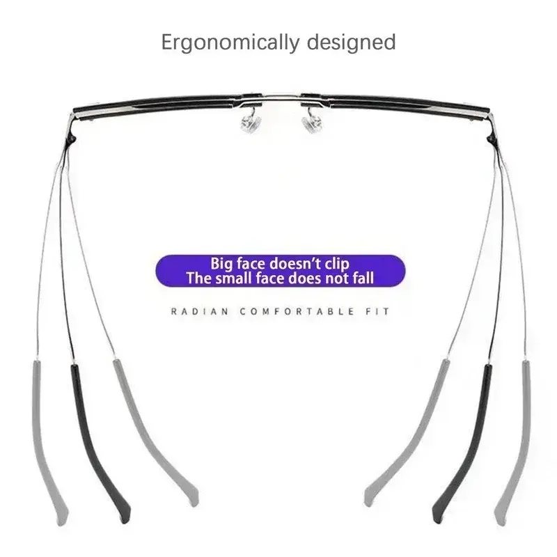 Double Beam Square Frame Presbyopia Glasses Fashionable Metal Half Frame Reading Glasses for Men Anti Blue Light Eyewear