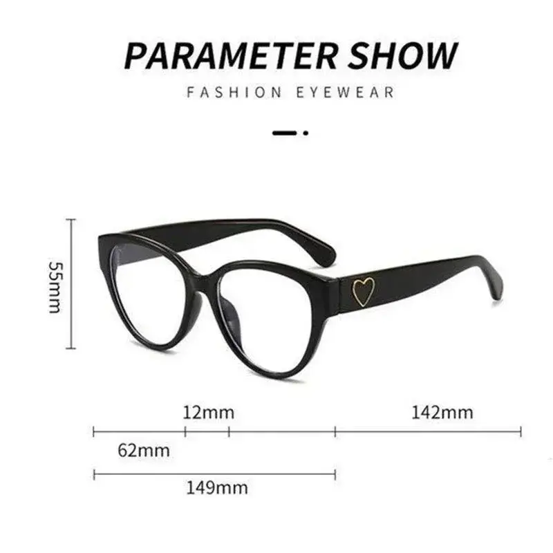 Retro Women Large Frame Photochromic Eyeglasses Cat's Eye Heart Mirror Leg Myopia Glasses Outdoor Unisex Minus Eyeglasses