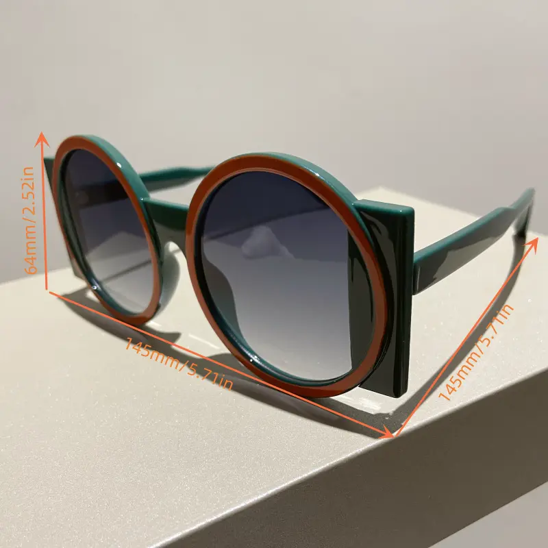 2024 Personalized Irregular Color Contrast Sunglasses New Round Large Frame Sunglasses for Women UV400 Sunscreen Sunglasses