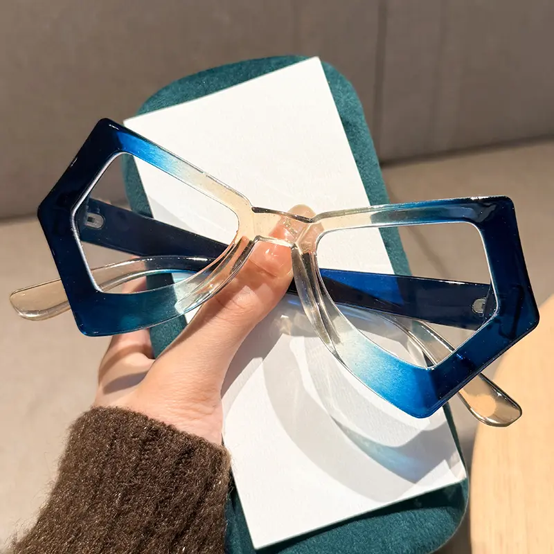 New Retro Large Frame Irregular Presbyopia Glasses Retro Polygonal Anti-blue Light Reading Glasses Woman Diopter 1.0 To 4.0