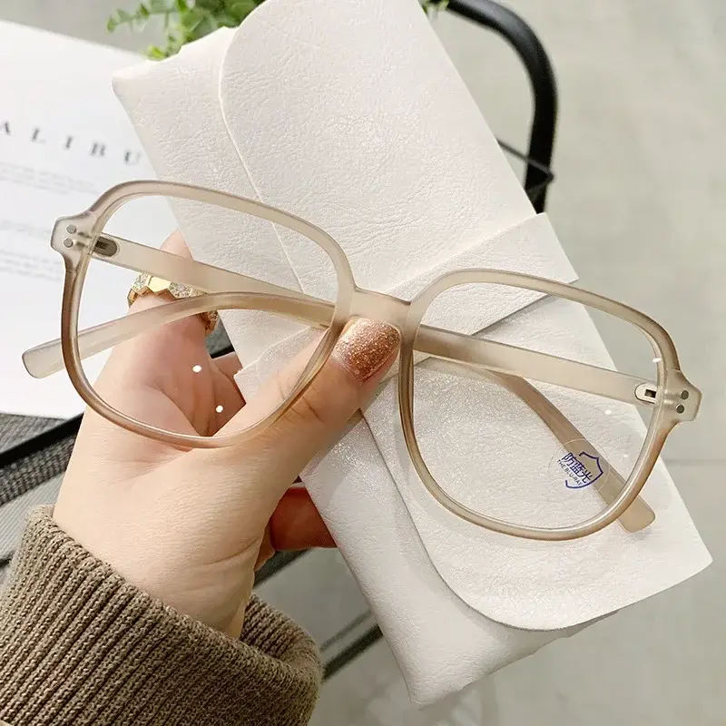TR90 Irregular Photochromic Near Sight Glasses Korean Square Frame Myopia Glasses Blue Light Blocking Eye Protection Eyewear