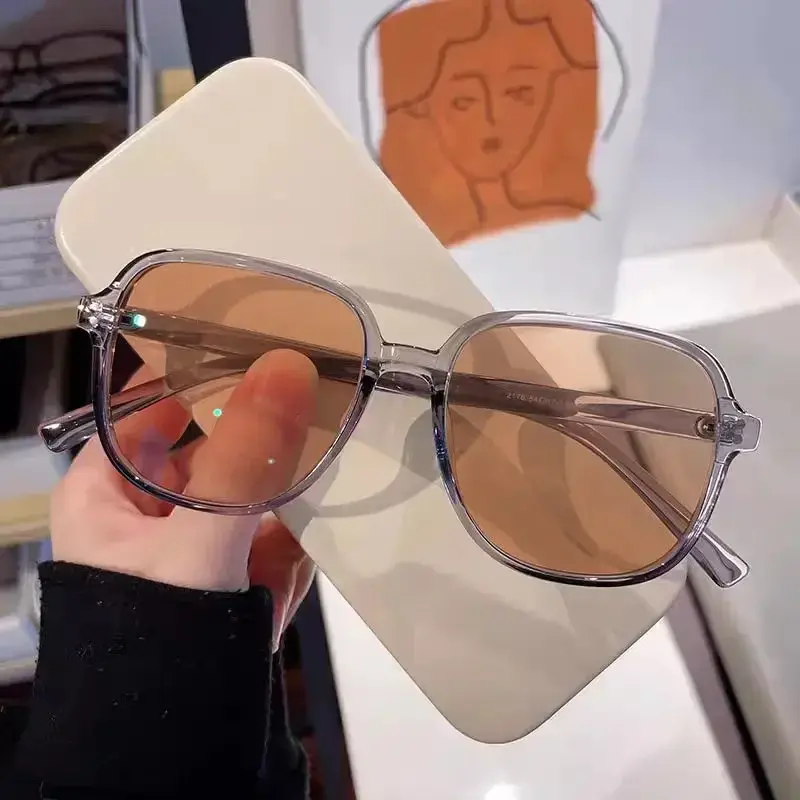 TR90 Irregular Photochromic Near Sight Glasses Korean Square Frame Myopia Glasses Blue Light Blocking Eye Protection Eyewear
