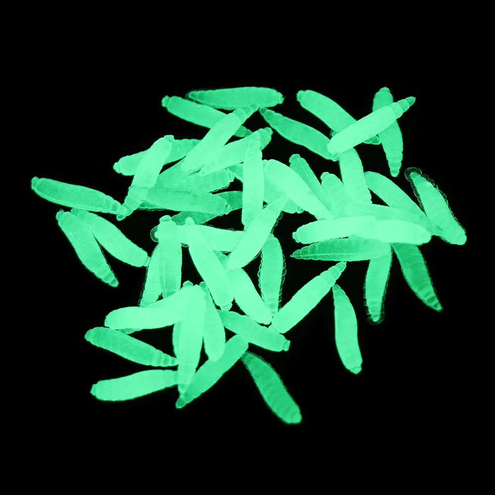 50Pcs 1.6cm Maggot Grub Soft Lure Baits Fishy Smell Silicone Worms Glow Shrimps Wobblers Fishing Lures Larva Swimbait