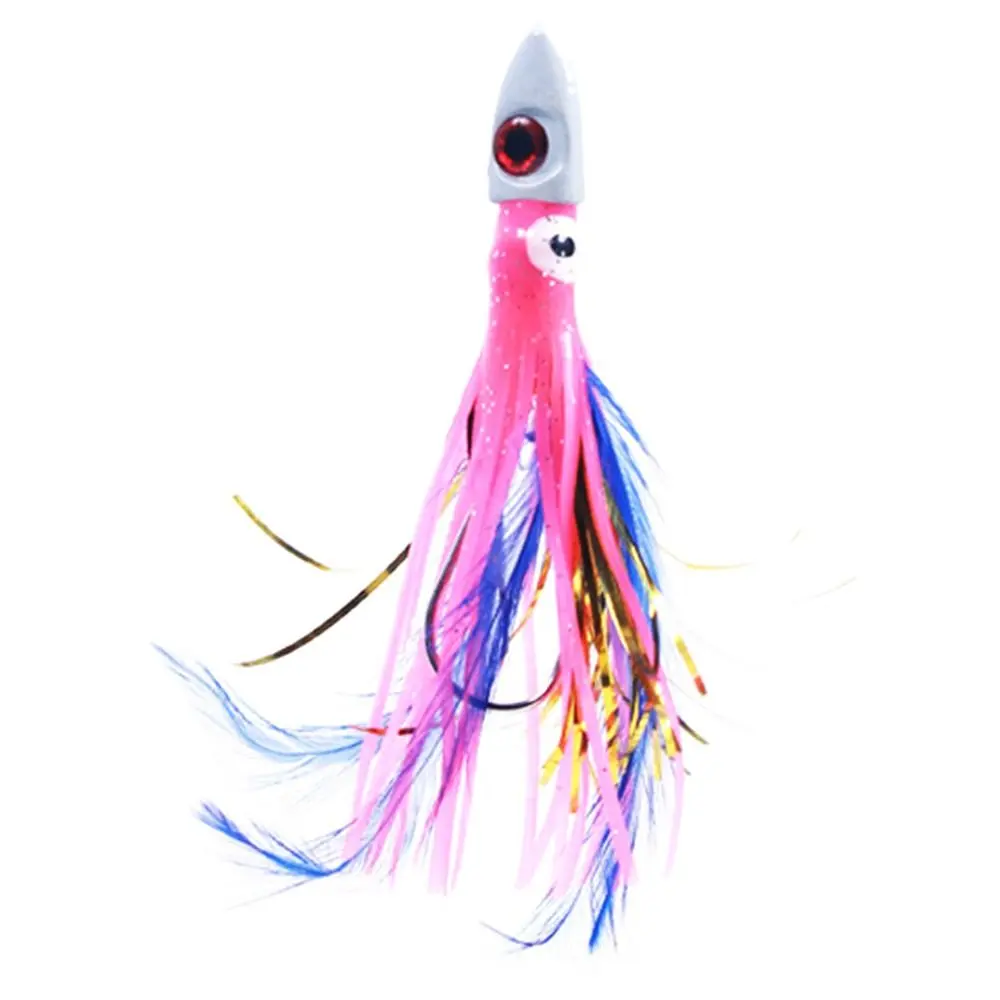 2pcs TPE Luminous Soft Silicone Artificial Swim UV Saltwater Octopus Bait Fishing Tackle long tail Squid Skirt Lure 13cm 17g