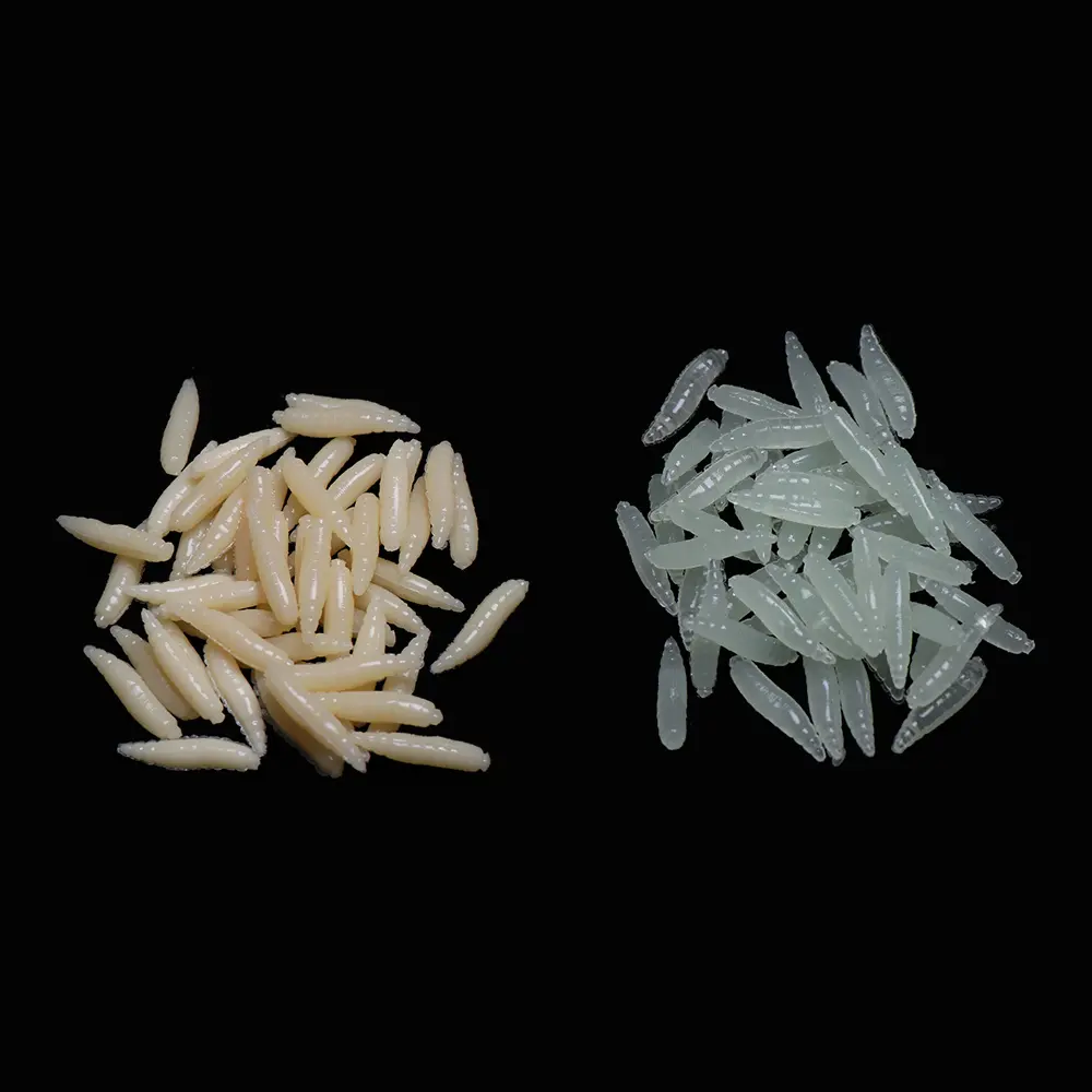 50Pcs 1.6cm Maggot Grub Soft Lure Baits Fishy Smell Silicone Worms Glow Shrimps Wobblers Fishing Lures Larva Swimbait