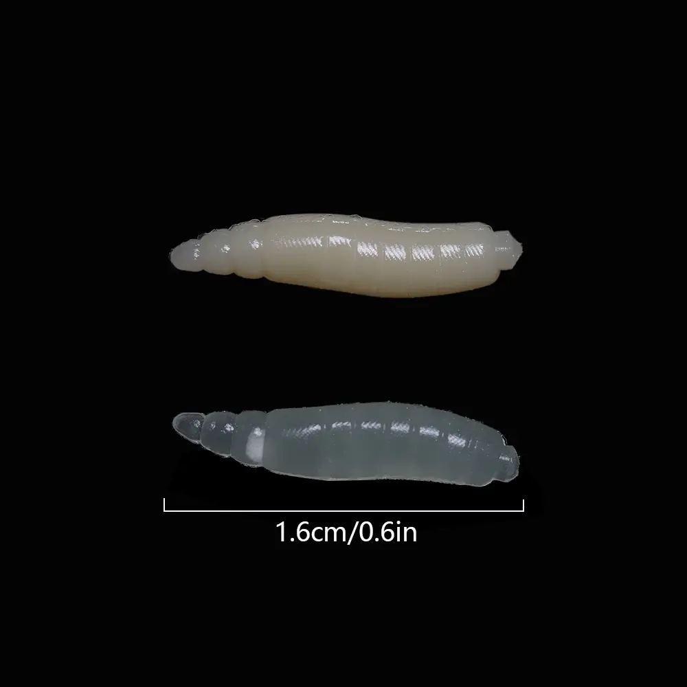 50Pcs 1.6cm Maggot Grub Soft Lure Baits Fishy Smell Silicone Worms Glow Shrimps Wobblers Fishing Lures Larva Swimbait